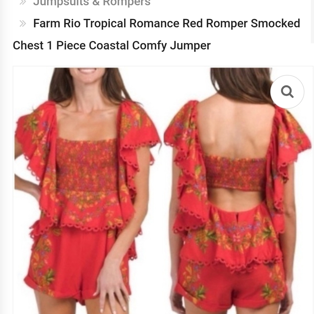 FARM Rio Tropical Romance Red Romper